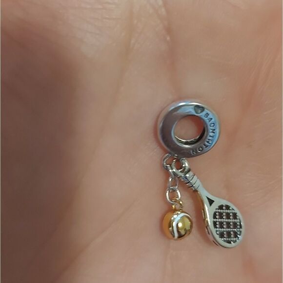 925 Sterling Silver Badminton Tennis Charm - Picture 5 of 8